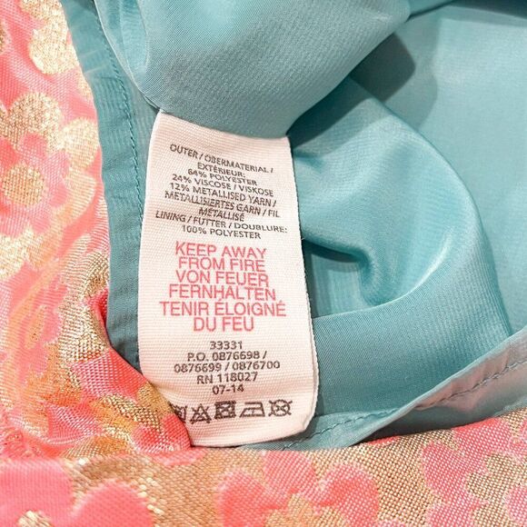 Mini Boden Girls Metallic Floral Jacquard Demask Party Dress Gold & Pink 5-6Y - Picture 6 of 7